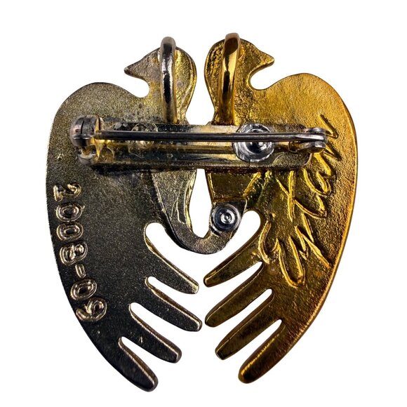 Unknown Gender Metal Gold Tone & Silver Tone Dual Bird Brooch Signed By Artist - Picture 2 of 6